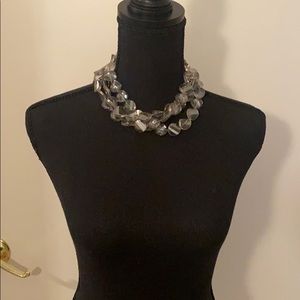 Saks 5th Avenue Clear/Grey Beaded Necklace